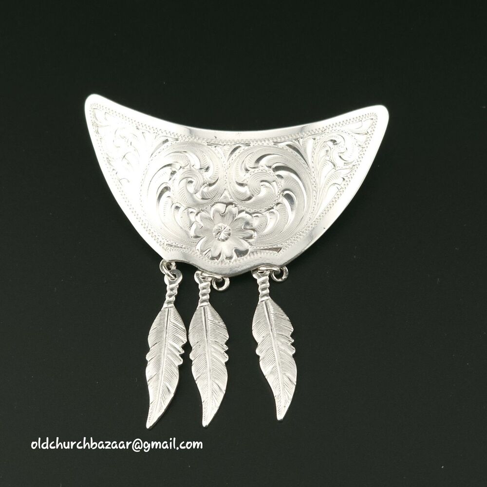Montana Silversmiths Silver Floral Filigree Top Collar Button Cover w/ Feathers